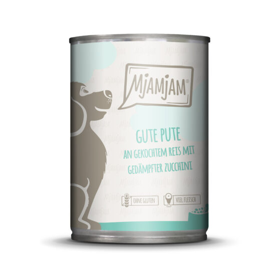 MjAMjAM - gute Pute an gekochtem Reis mit gedämpfter Zucchini