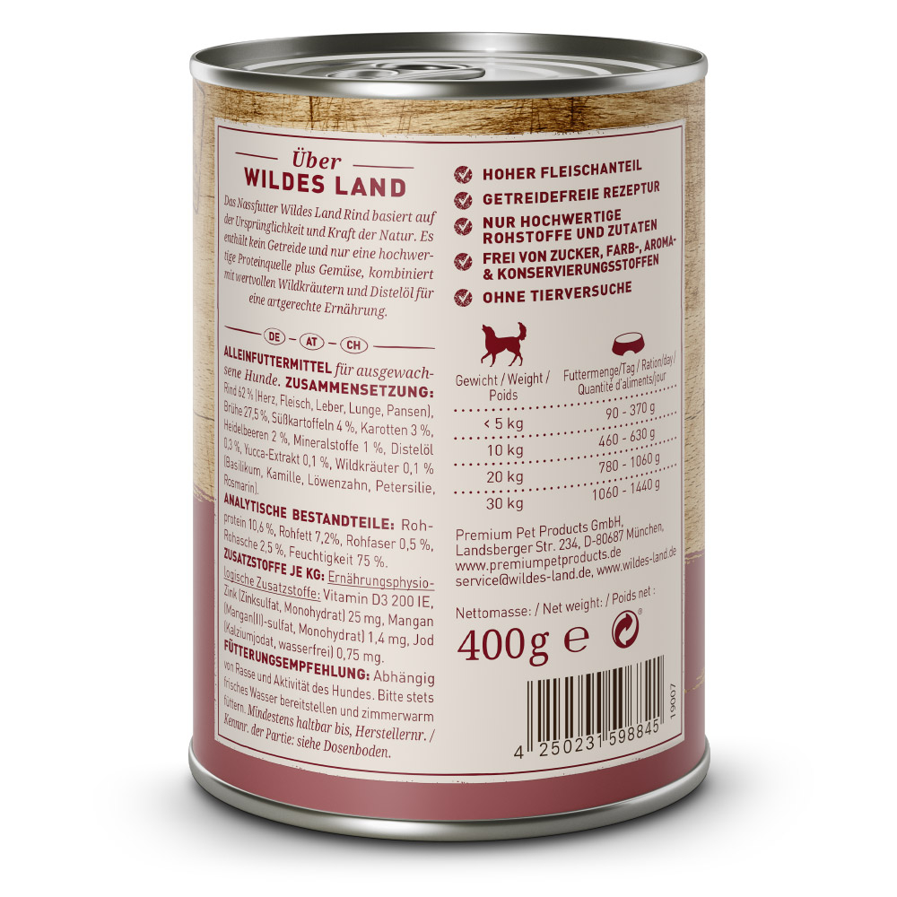 Wildes Land Classic Adult Rind 400g – Bild 3
