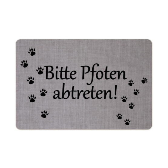 Fussmatte - Bitte Pfoten abtreten! - 60x40cm - hellgrau