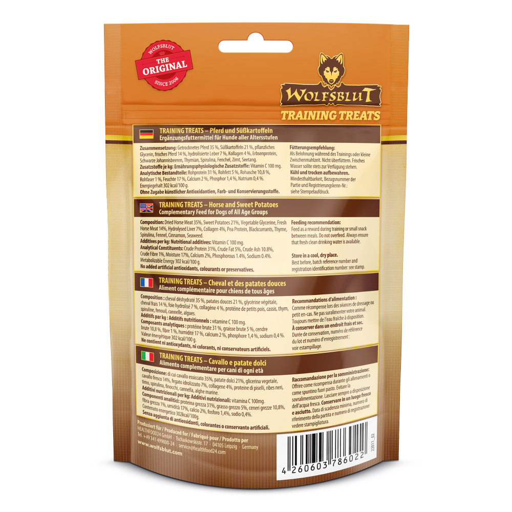 Wolfsblut Training Treats Wide Plain - Pferd mit Süßkartoffel 70g – Bild 2