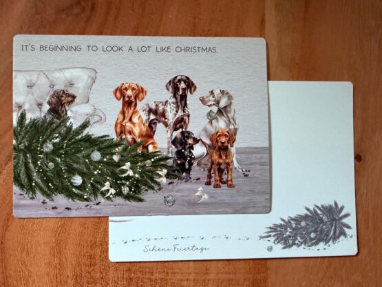 Unikate Hands4paws e.V. - Postkarte DinA6 "Weihnachten Jagdhunde"