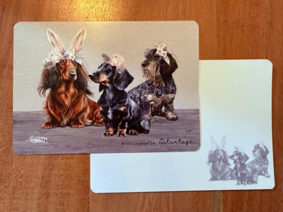 Unikate Hands4paws e.V. - Postkarte DinA6 "Ostern Dackel"